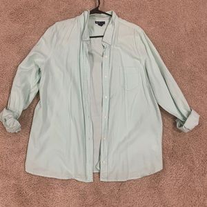 GAP XL mint green quarter length button down